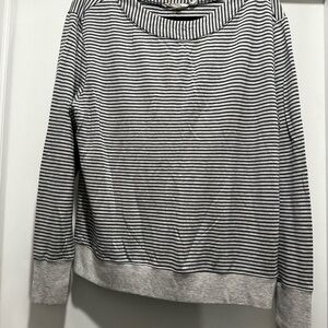 Athleta Grey and Heather Grey Striped Shirt